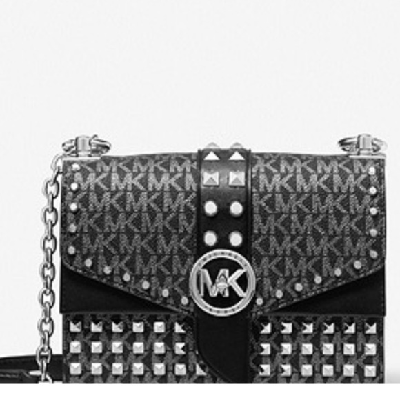 MICHAEL Michael Kors Handbags - MICHAEL MICHAEL KORS
Greenwich Small Studded Metallic Logo Grey Crossbody Bag